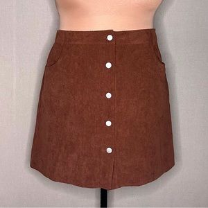 🌼 Shein Brown Corduroy A-line Skirt Plus Size 2XL